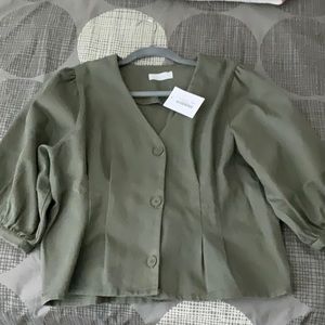 3/4 Olive Green button-up